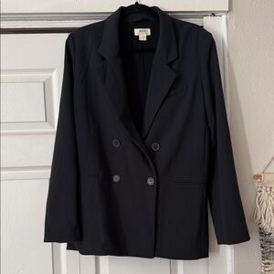Anthropologie Maeve Double-Breasted Black Blazer